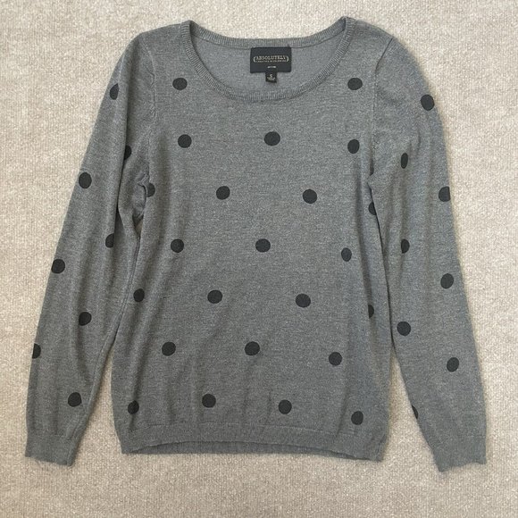 Absolutely Creative Worldwide Sweater Womens Small Grey Black Polka Dots - Picture 1 of 7